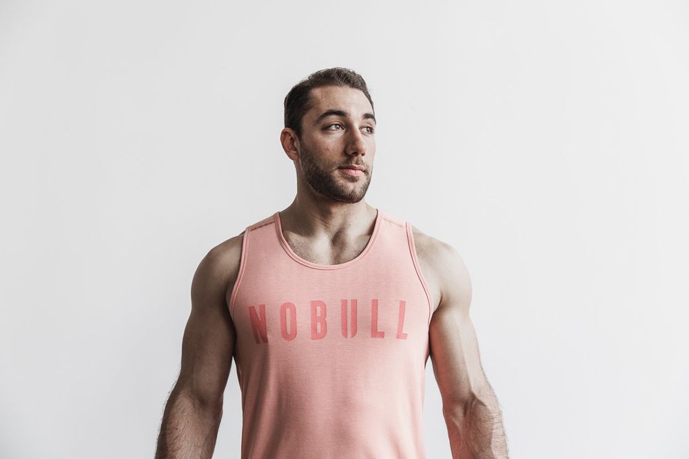 NOBULL Men's Tank Tops - Light Coral - Ireland (2054GIHKT)